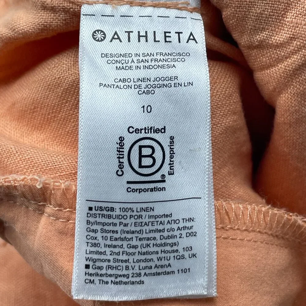 Athleta Cabo Linen Jogger Peach Size 10 - Picture 5 of 7